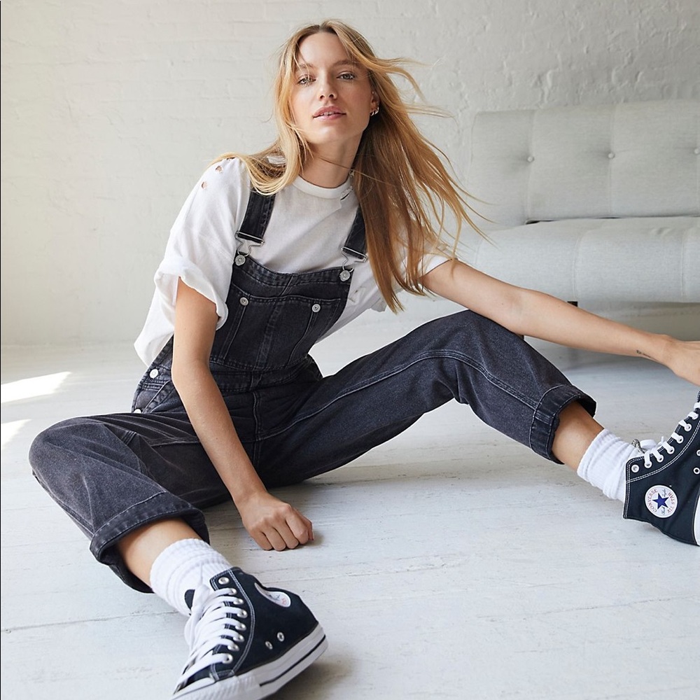 Free people we the free boyfriend overalls size 25 washed black